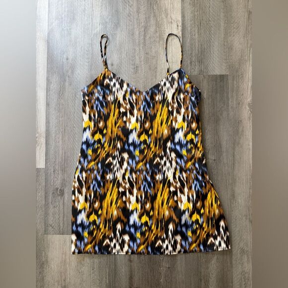 Forever 21 Animal Print Slip Dress NEW Black Blue Tan - Picture 2 of 12